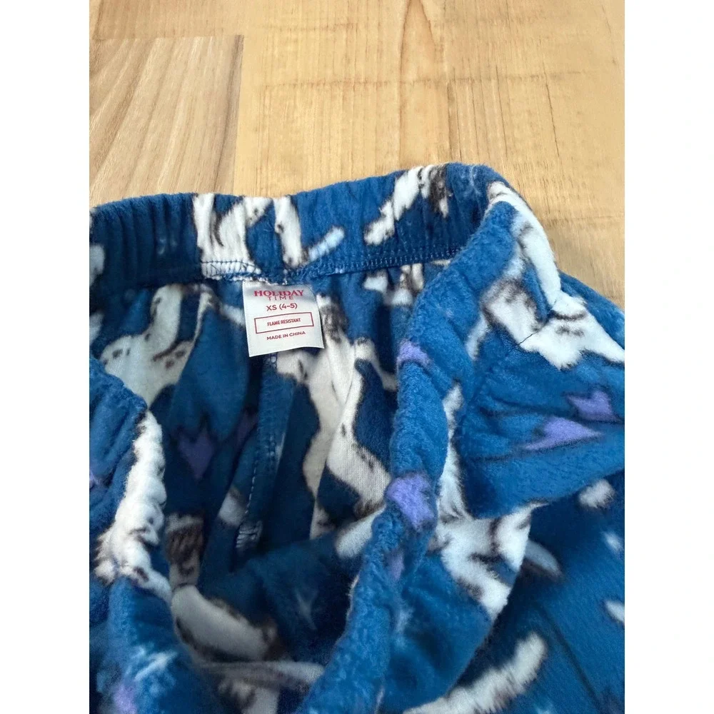 Holiday Time Kids XS 4-5 Blue Snowboarding Yeti Fleece Pajama Pants Sleepwear